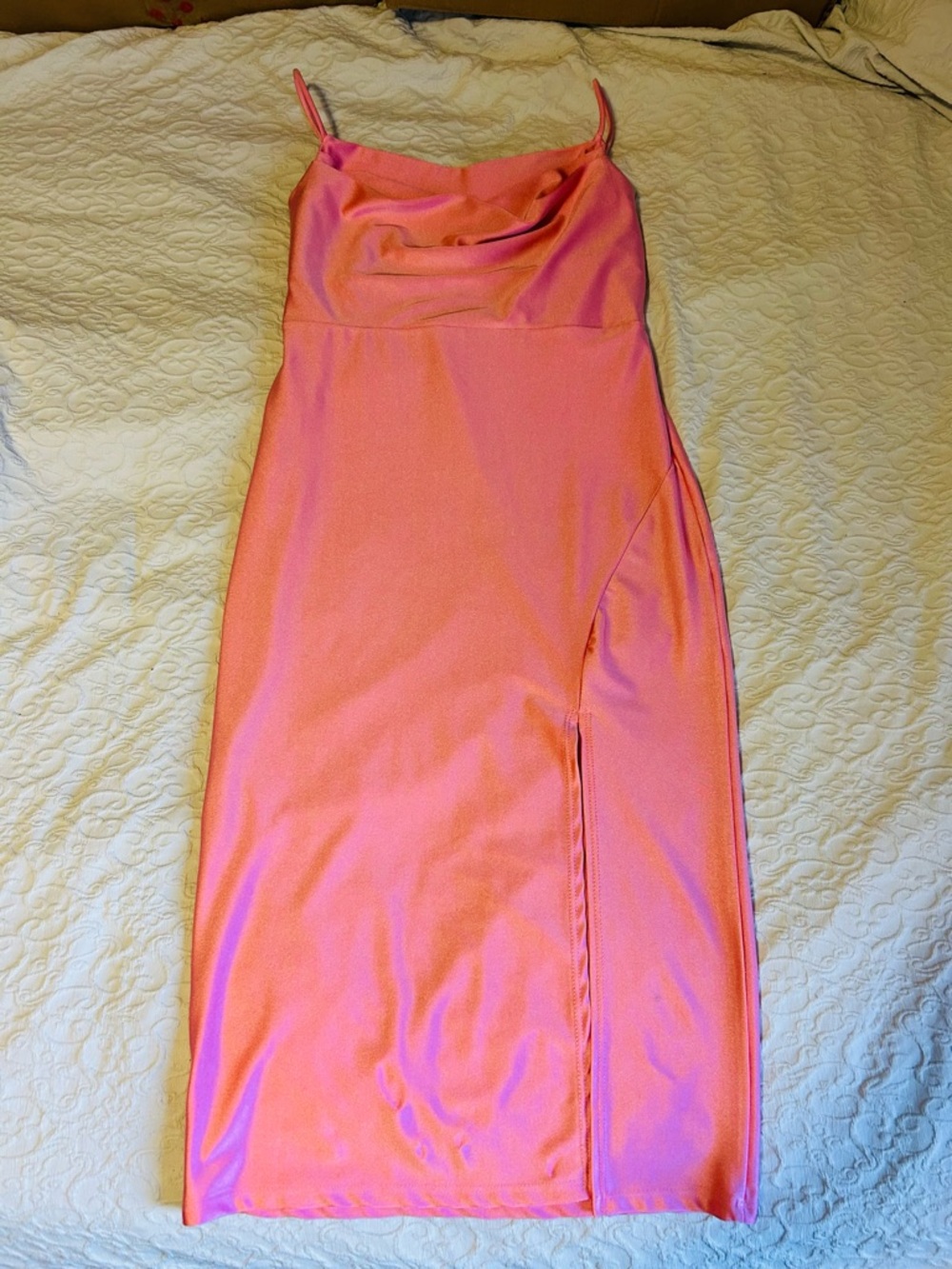 Eclipse Pink Cowl Neck Midi Dress Size Small with Side Slit